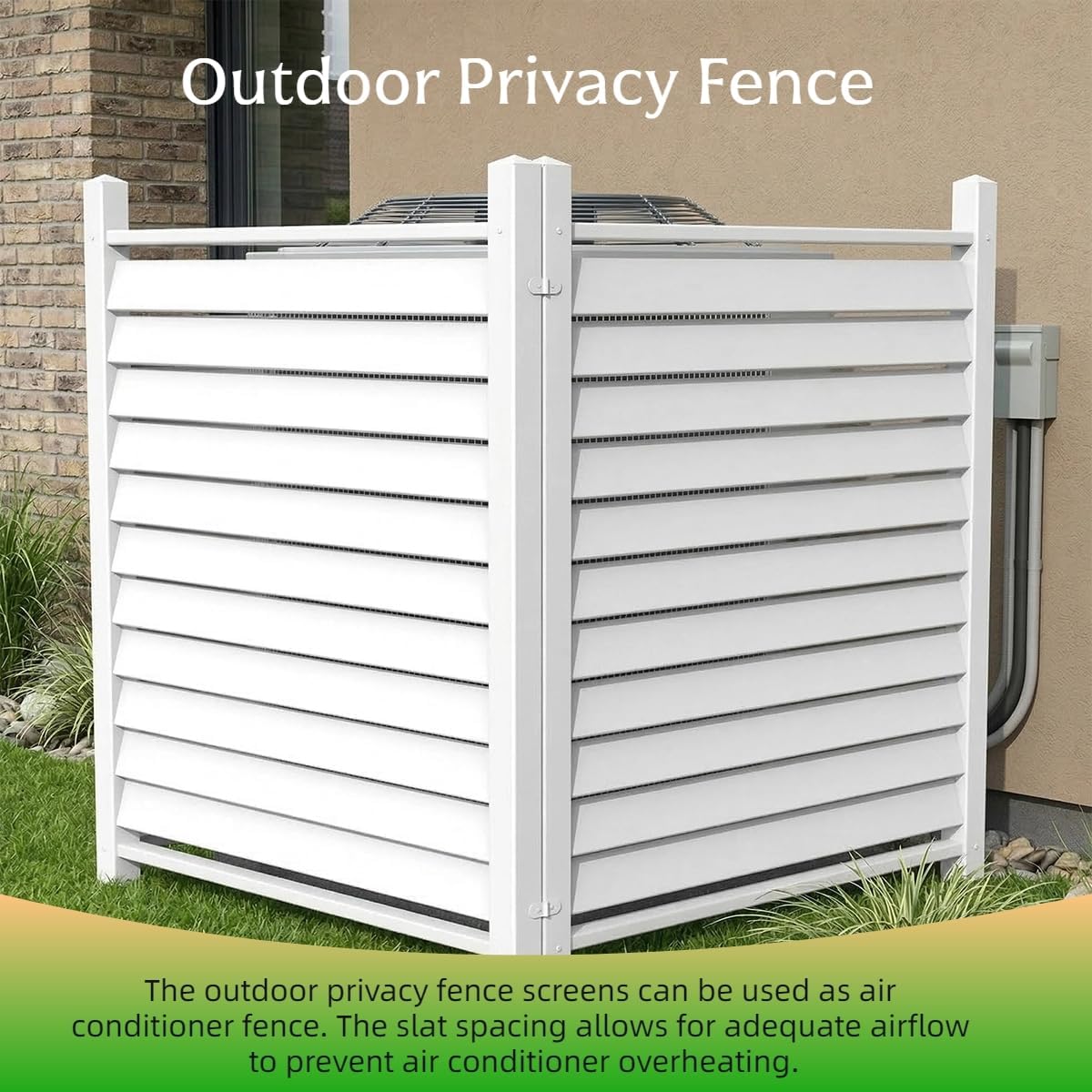 36" W X 45" H Outdoor Privacy Fence Panels Air Conditioner AC Fence Screens Kit Vinyl White Trash Garbage Can Enclosure, Plastic Picket Fence for Garden Patio Lawn - 1 Panel