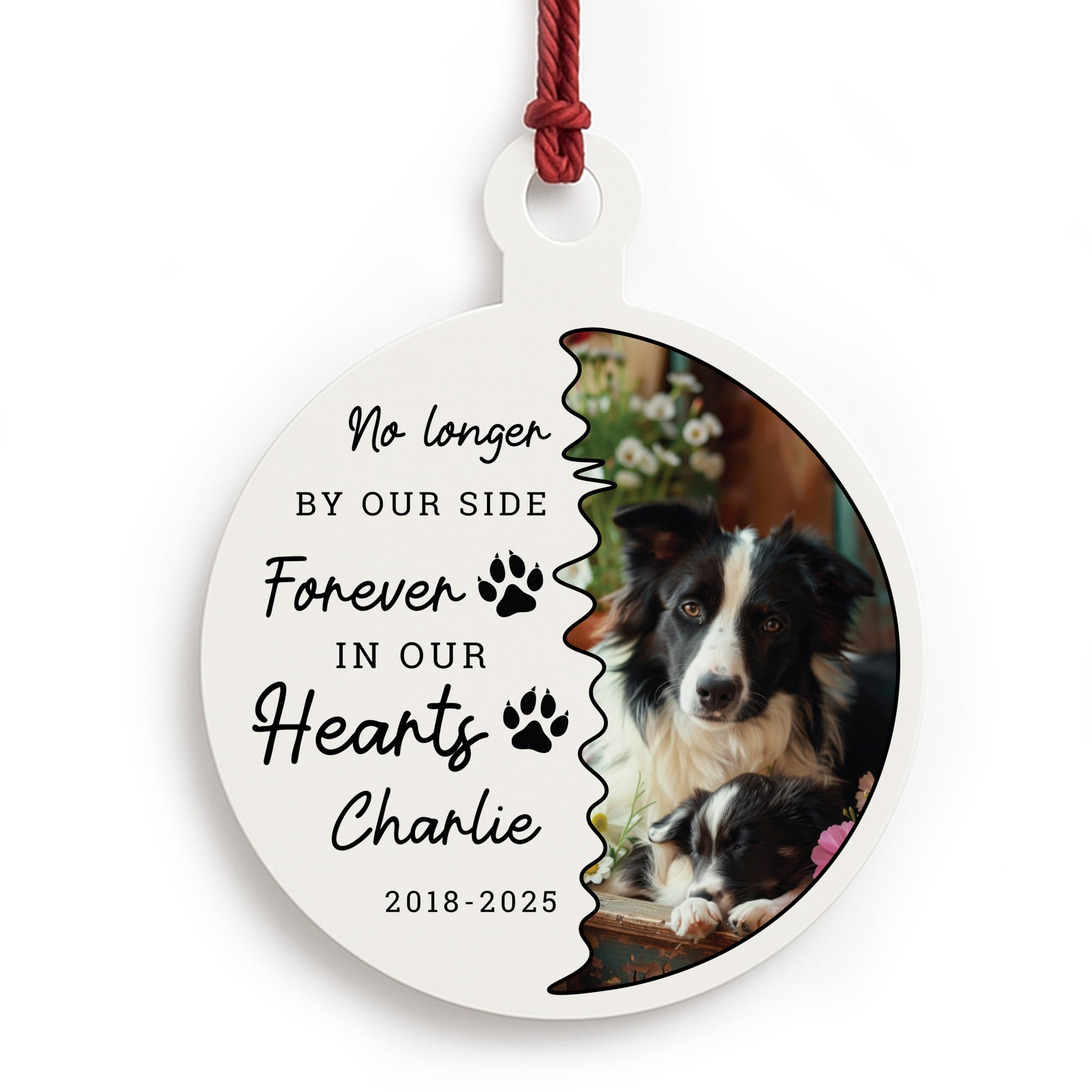 Red Ocean In Memory Plaque For Dog Memorial Bauble With Photo Personalised Dog Memorial Decoration For Lover Pet Owner Family Tree Decoration Keepsake