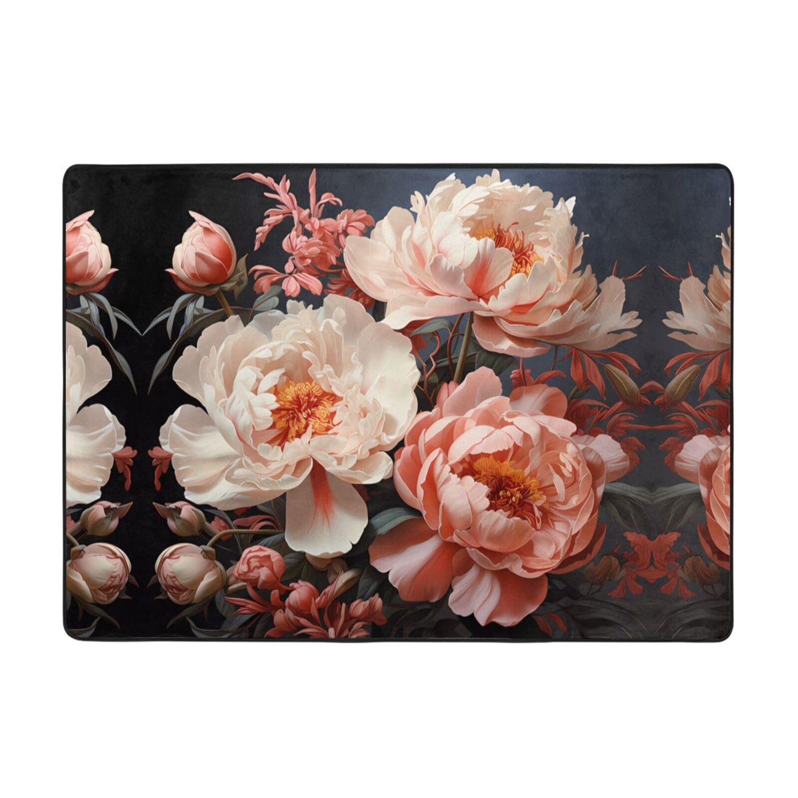 Grand tapis imprimé pivoines blanches : finis les sols froids dans votre chambre