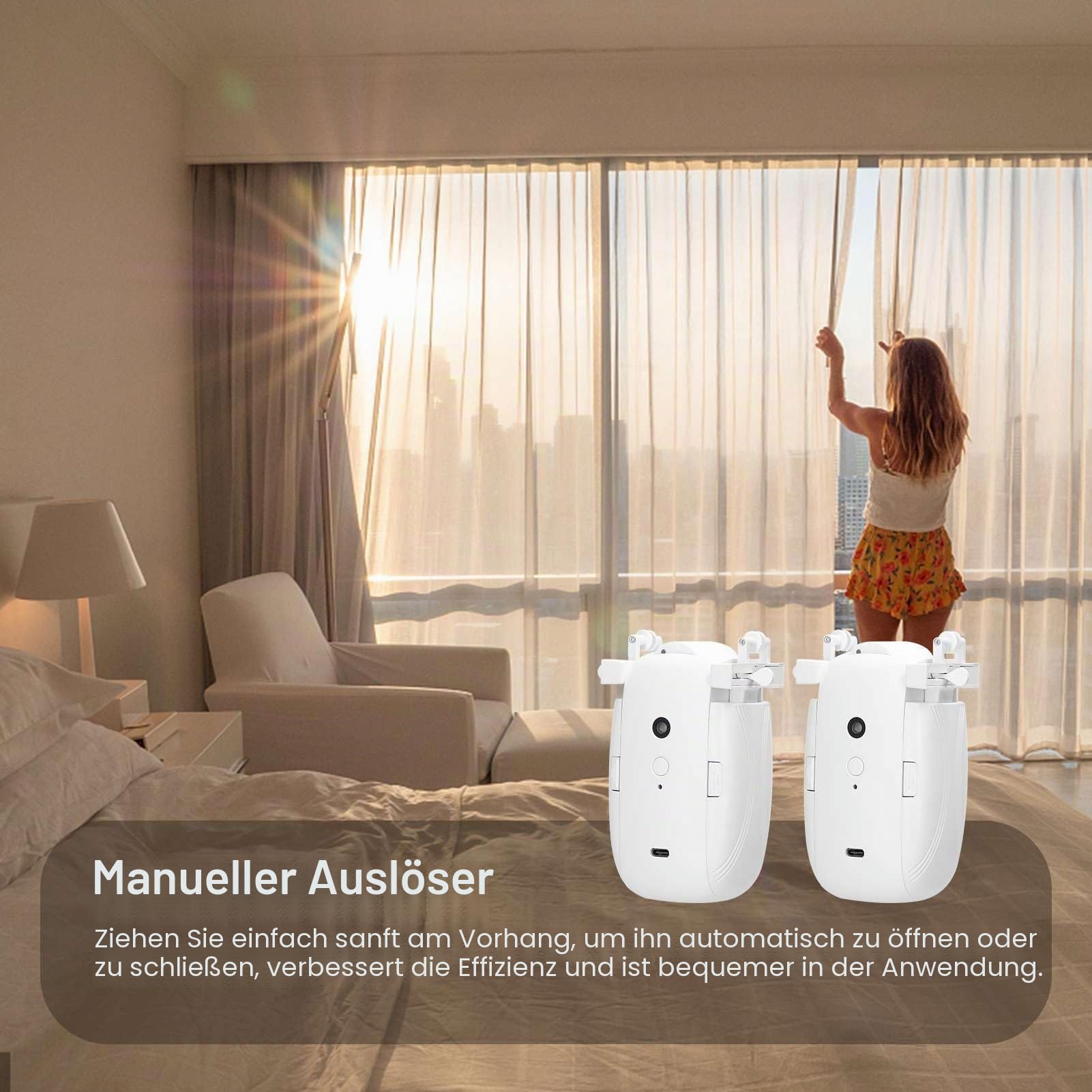 Automatischer Vorhang Öffner 3-in-1 Elektrischer Vorhangöffnermotor, Automatische Fernbedienung für Vorhänge mit Fernbedienung, Verwendet für I-Schiene U und Römische Stange (1PC)