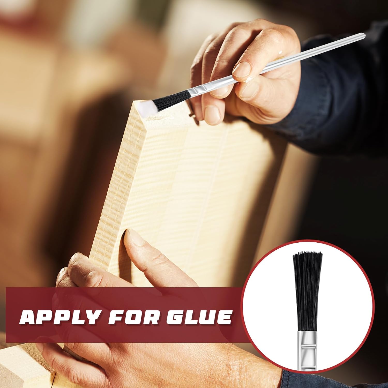 Lallisa 300 Pcs Acid Brush Bulk 1/4 Inch Wide Horsehair Acid Flux Brushes Epoxy Wood Glue Brush Tin Handle Disposable Glue Brushes for Soldering Woodworking Painting