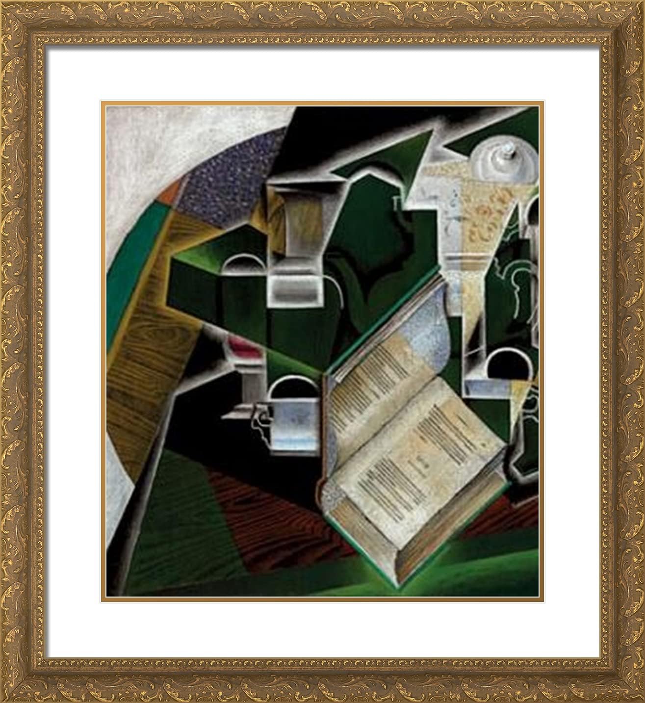 ArtDirect Gris, Juan 20x22 Gold Ornate Framed Art Print with Double Matting Titled: Open Book