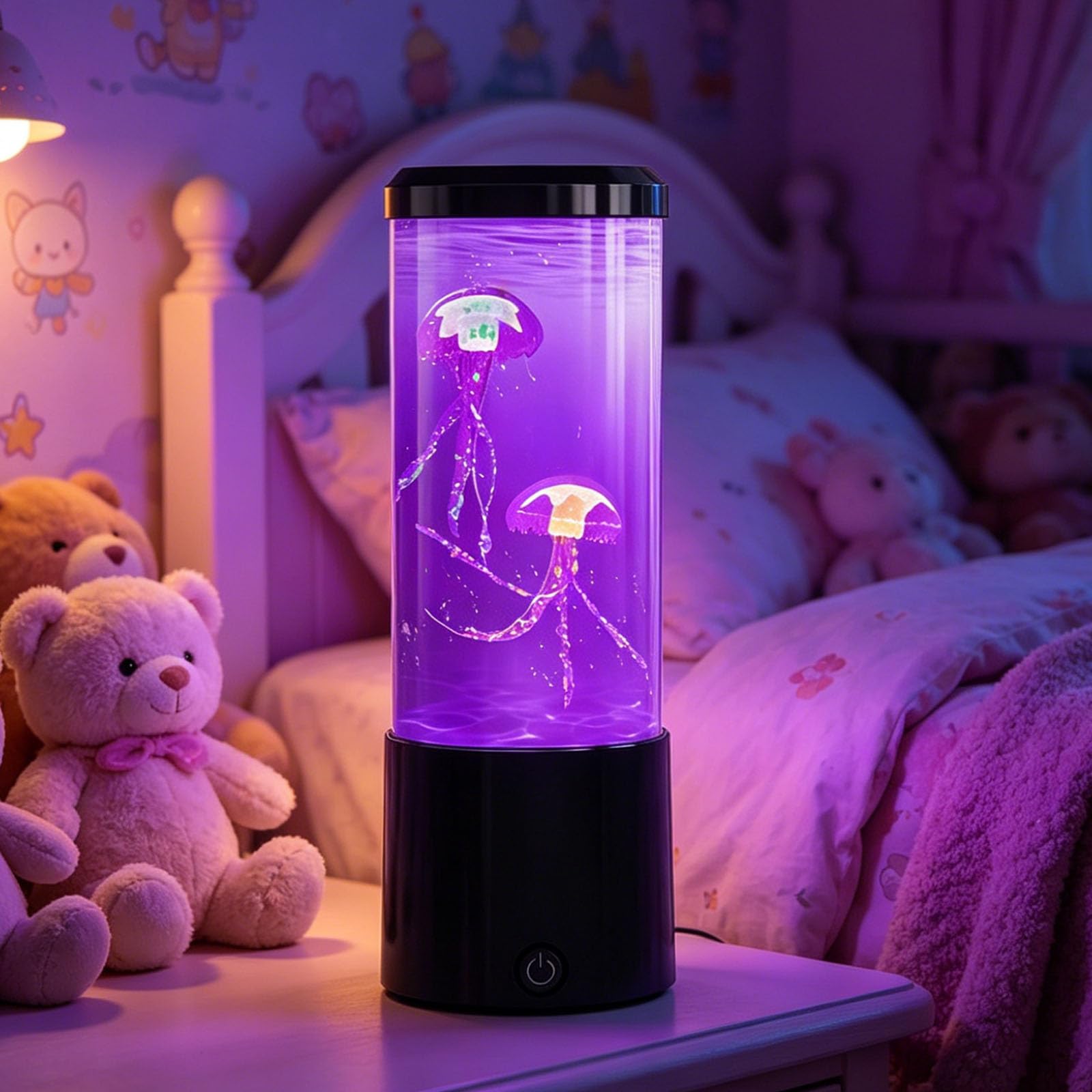 Weiongppy LED Jellyfish Aquarium Lamp, Round Realistic Sensory Night Light, 7 Colour Changing & 4 Lighting Modes, Relaxing Mood Lamp for Bedroom, Home & Office, Decorative Gift for Kids & Adults
