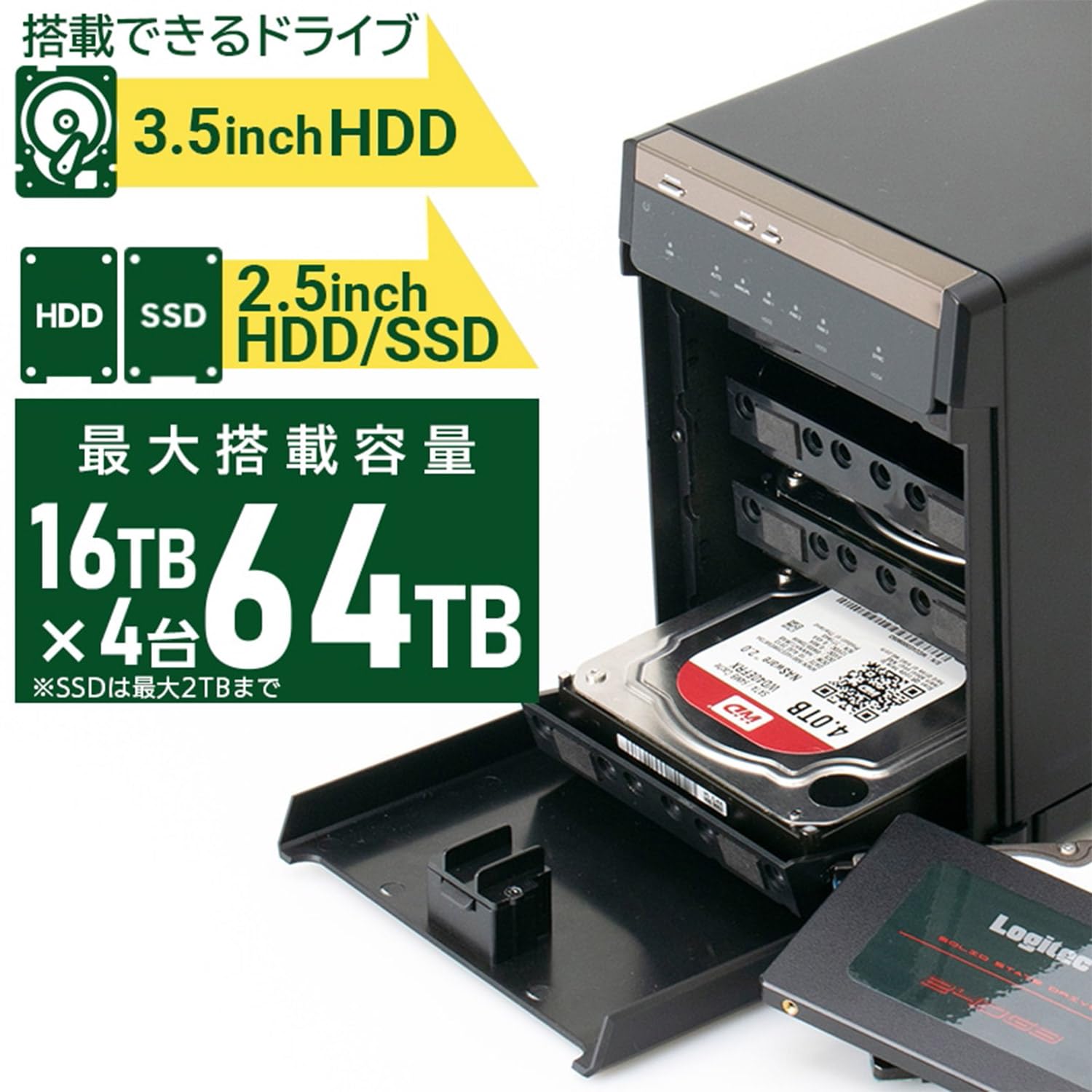 Amazon.co.jp: ロジテックダイレクト HDD SSD ケース 4BAY 最大16TB×4