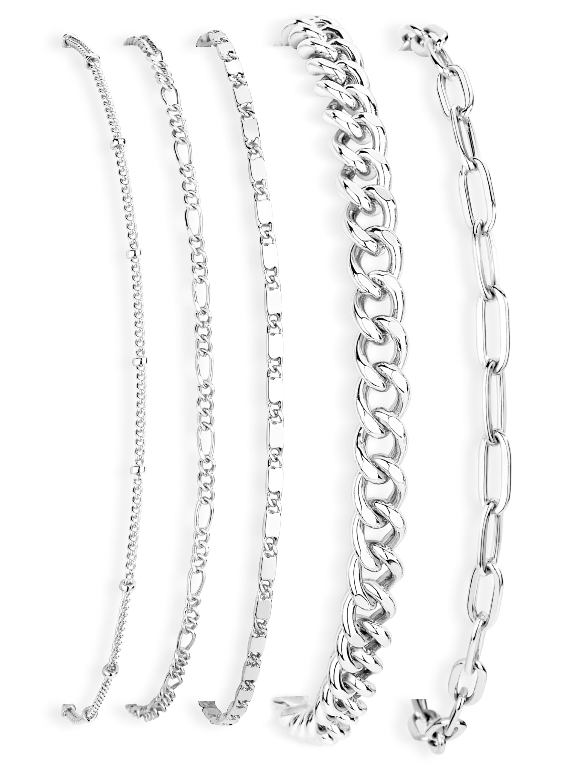 Gold Bracelets Set for Women Non Tarnish Trendy,14K Gold Plated Dainty Stackable Paperclip Cuban Link Chain Bracelets, Simple Cute Cuff Bracelets Jewelry Set Adjustable 7"+2"