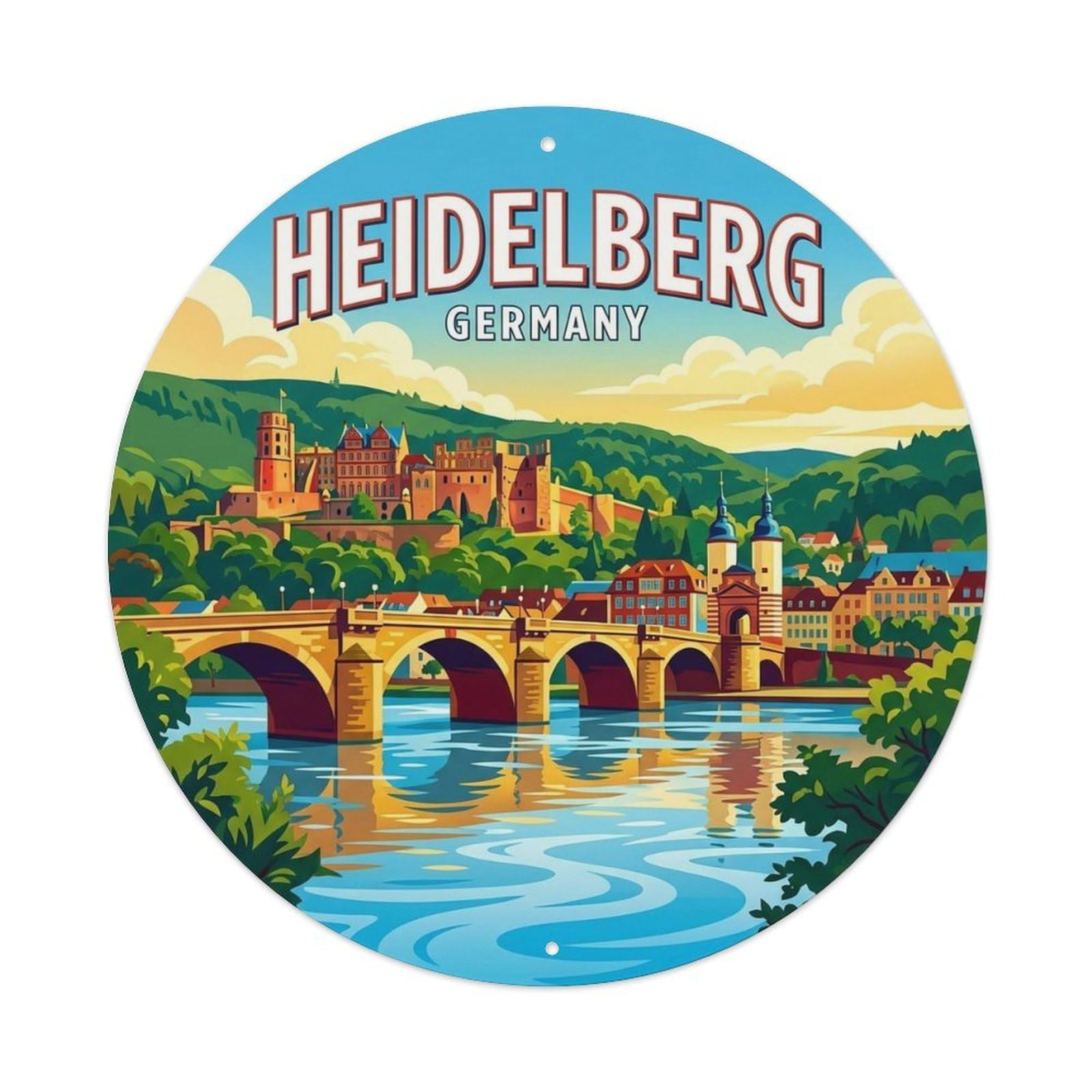 Heidelberg Germany Vintage City Travel Landmark Metal Tin Sign
