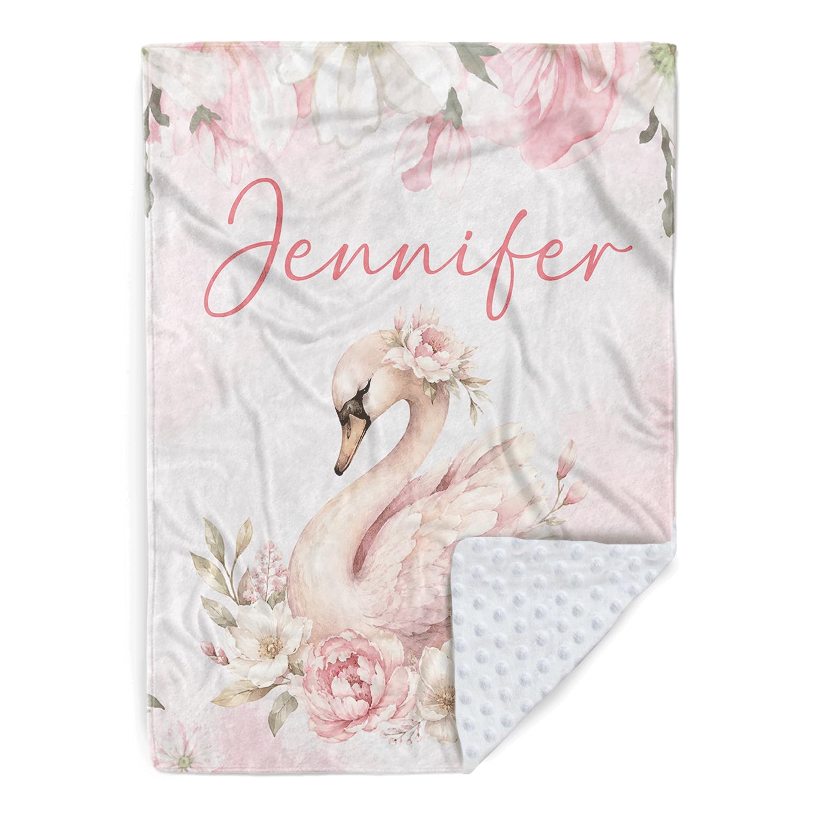 Mybbao Personalized Baby Blanket for Girls, Custom Nursery Blanket with Name, 30 x 40 Inch Soft Minky Blanket for Baby Toddlers, Newborn Print 08