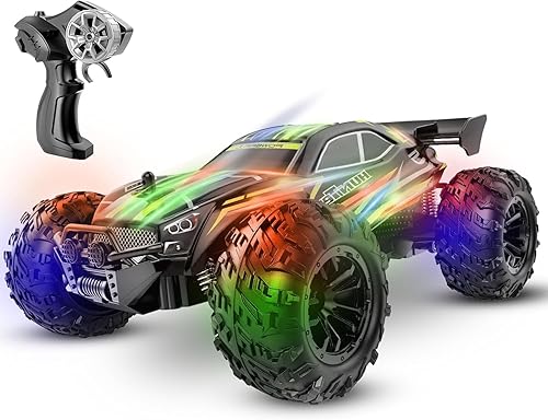 unanscre Auto a control remoto, camión RC 116, camión monstruo todoterreno de 2.4 GHZ con carcasa LED, regalos de Navidad para niños y niñas a