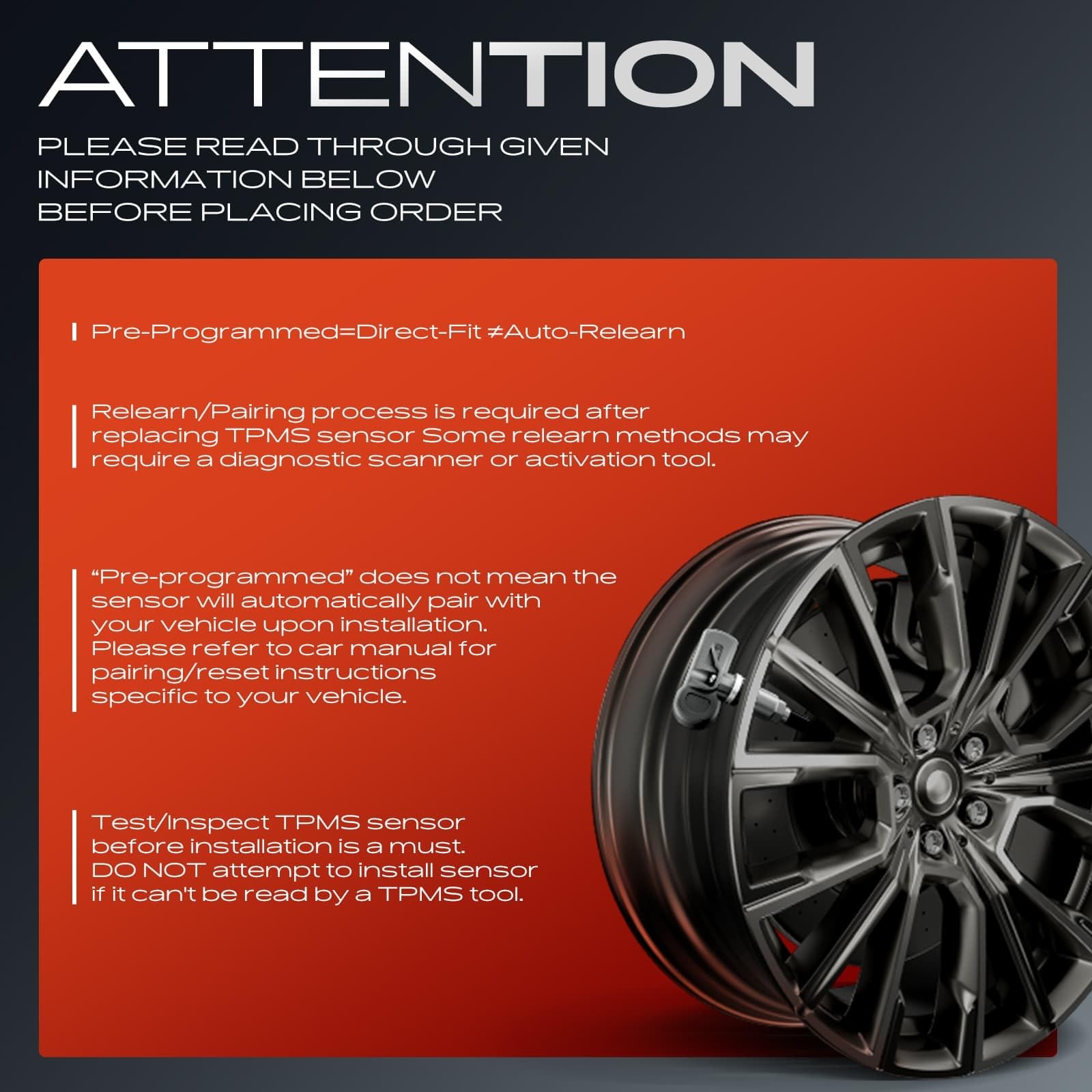 A-Premium Sensore di monitoraggio della pressione dei pneumatici con valvola in metallo da 315 MHz, compatibile con Ford e Lincoln, F-150, Edge, Expedition, Explorer, Fusion, Mustang, Ranger, MKX, MKZ