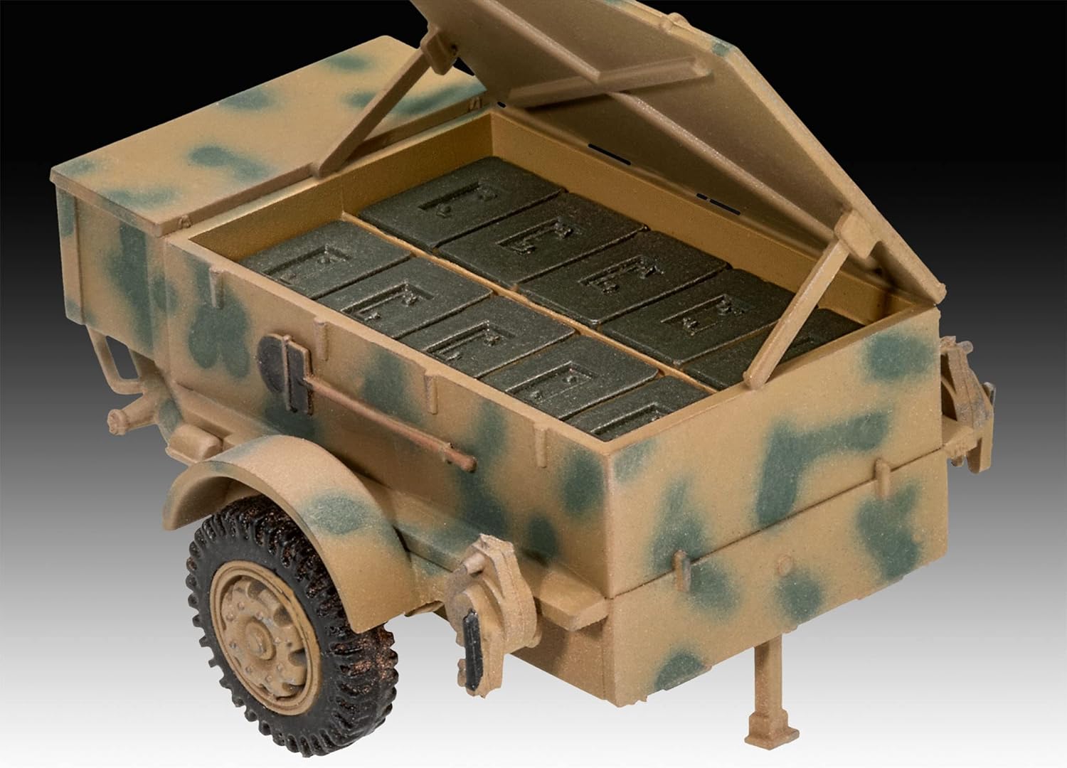 Deutsche Level 1/72 German Army Half Truck, 1.5 inches (3.7 cm) Anti-Air Engine Gun FlaK43 Plastic Model, Molded Color