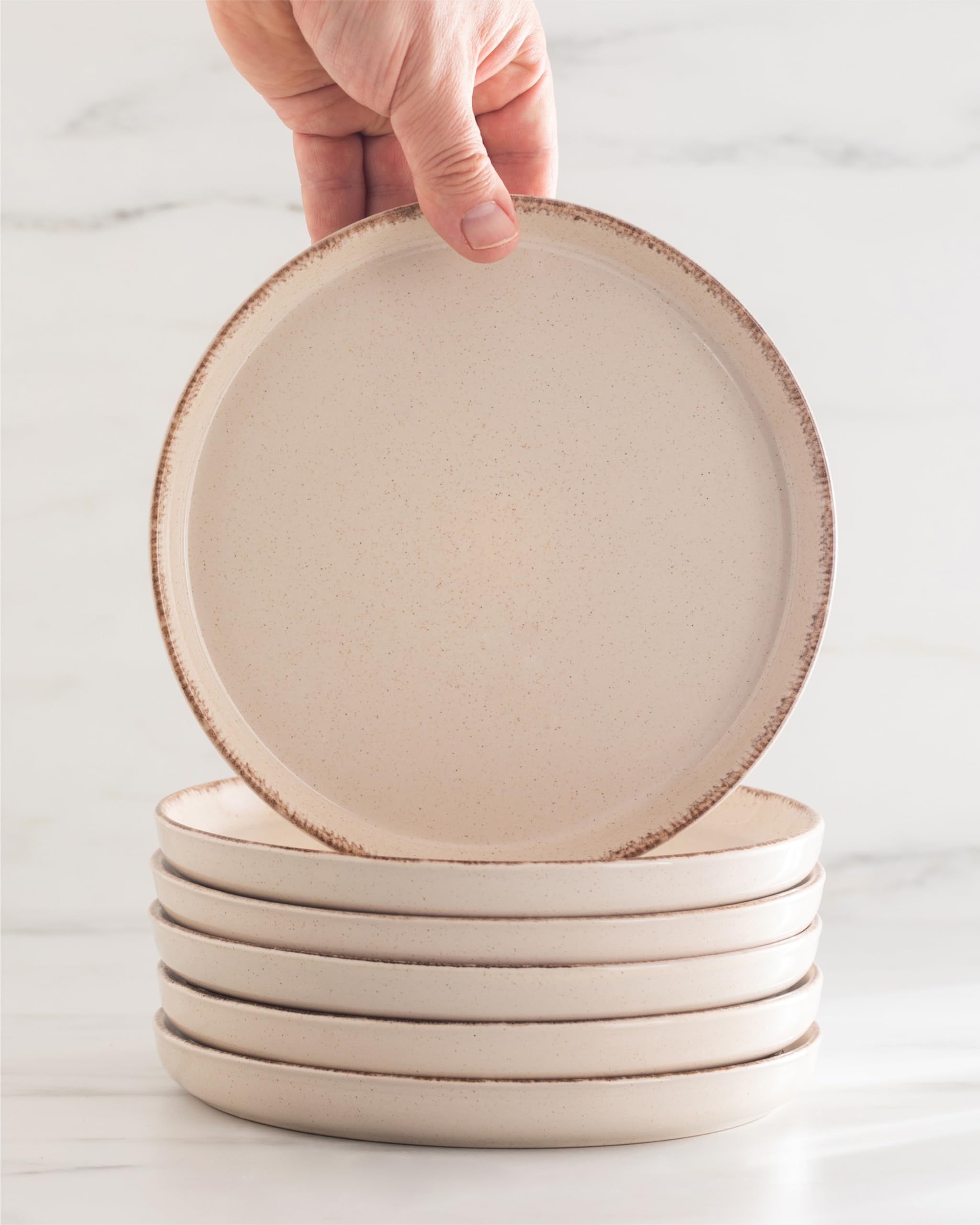 36 Piece Dinnerware Sets for 12 - Rustic design crockery set, dishwasher safe - Bowl and plate set - Pure Living dinnerware in beige