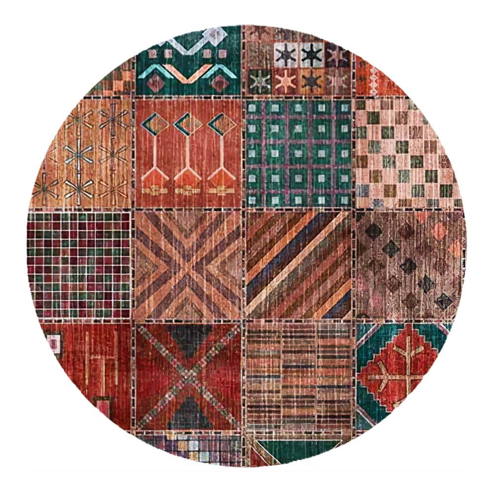 Tapis Salon Rond Ø190 Cm – Antidérapant, Lavable En Machine, Moderne Vert/Orange – Pour Cuisine, Chambre Ou Salon - 10