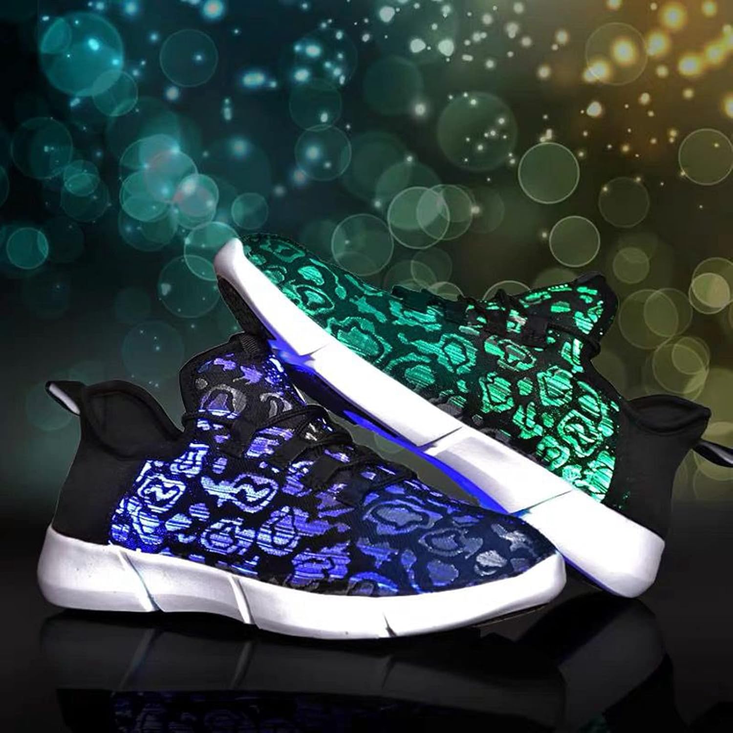 rosyclo Light Up Shoes Fiber Optic LED Luminous Trainers for Men Women USB Charging Breathable Flashing Trainers for Festivals Party Luminous Shoes - Image 3