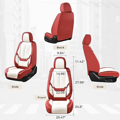 Miniatura 380 de Coverado - Fundas para asientos delanteros de automóvil, 2 piezas - Cojín de piel Nappa, protectores impermeables de ajuste universal para sedanes