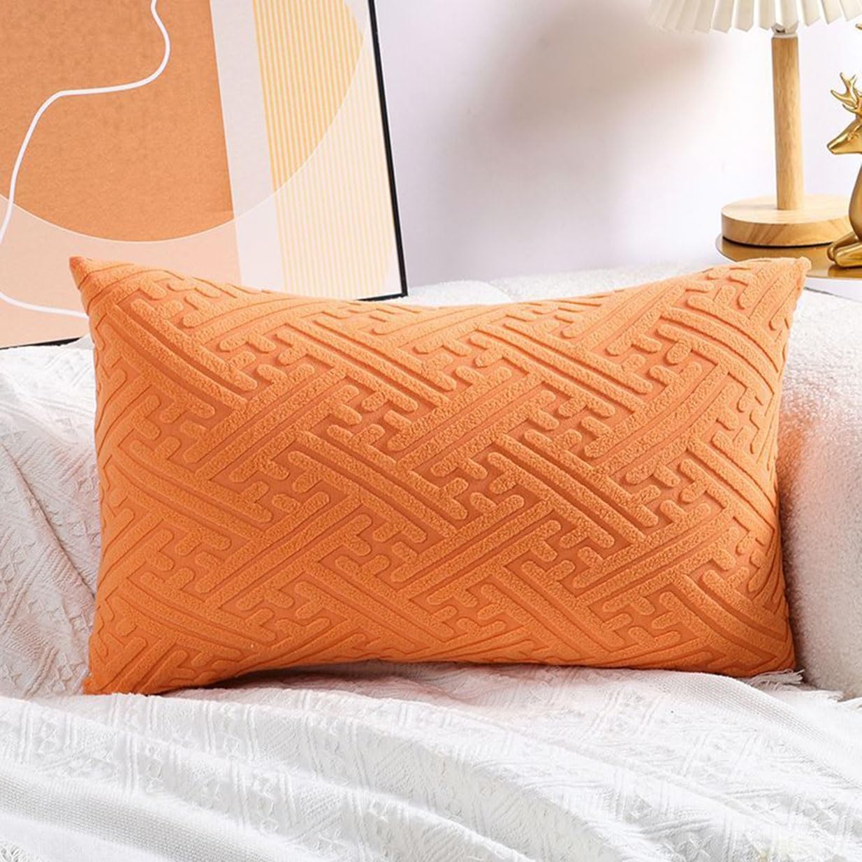 Swj-Swjssb Orange Super King Size Pillow Cases,Square Rectangle Cushion Covers Soft Corduroy Stretch Throw Pillow Cover Various Sizes Decorative Pillowcases For Bedroom Sofa Pillows(,35X65cm/14X26inch)