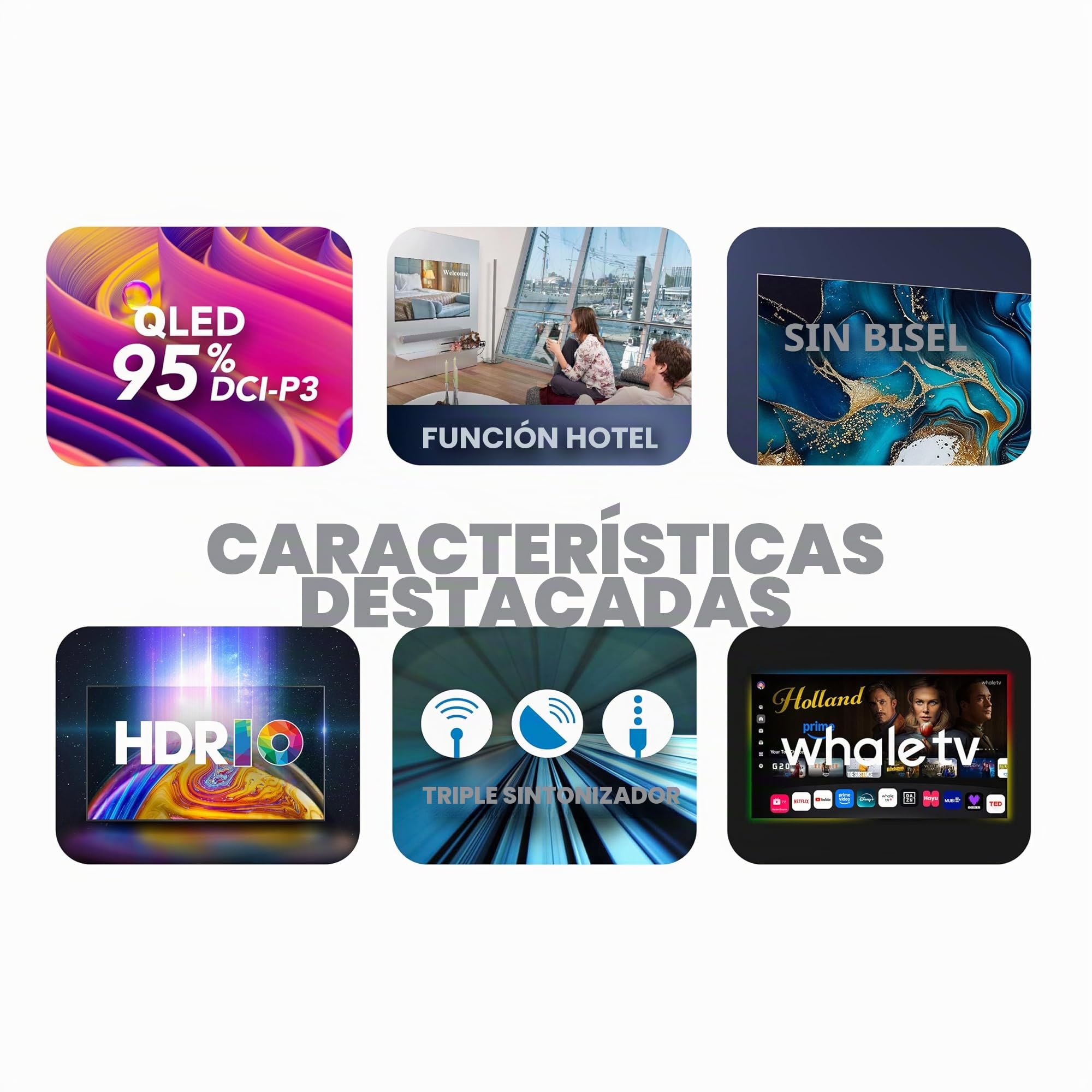 Smart Tech 43QH02V 43" UHD QLED Smart TV YouTube, Netflix, Prime Video, Disney+, Whale TV