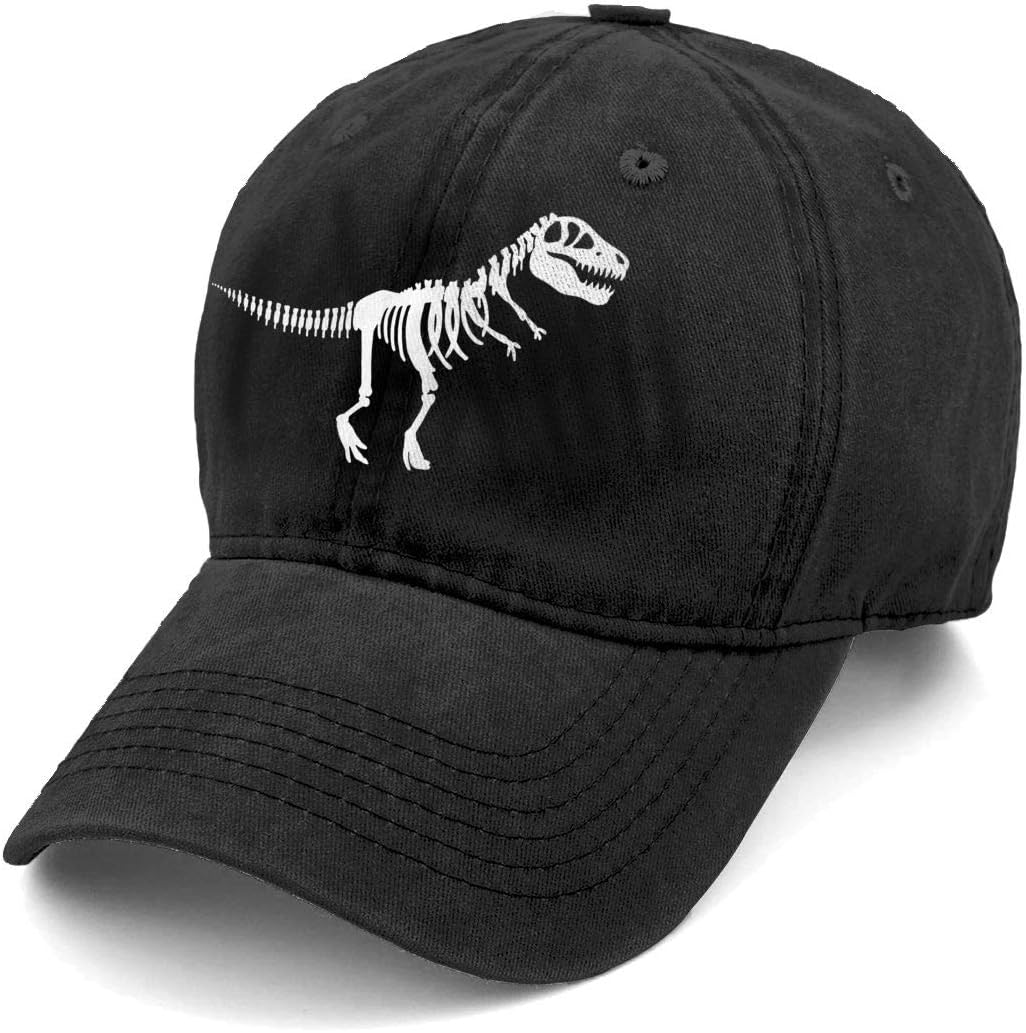 Unisex T Rex Skeleton Dinosaur Denim Hat Adjustable Washed Dyed Cotton Dad Baseball Caps