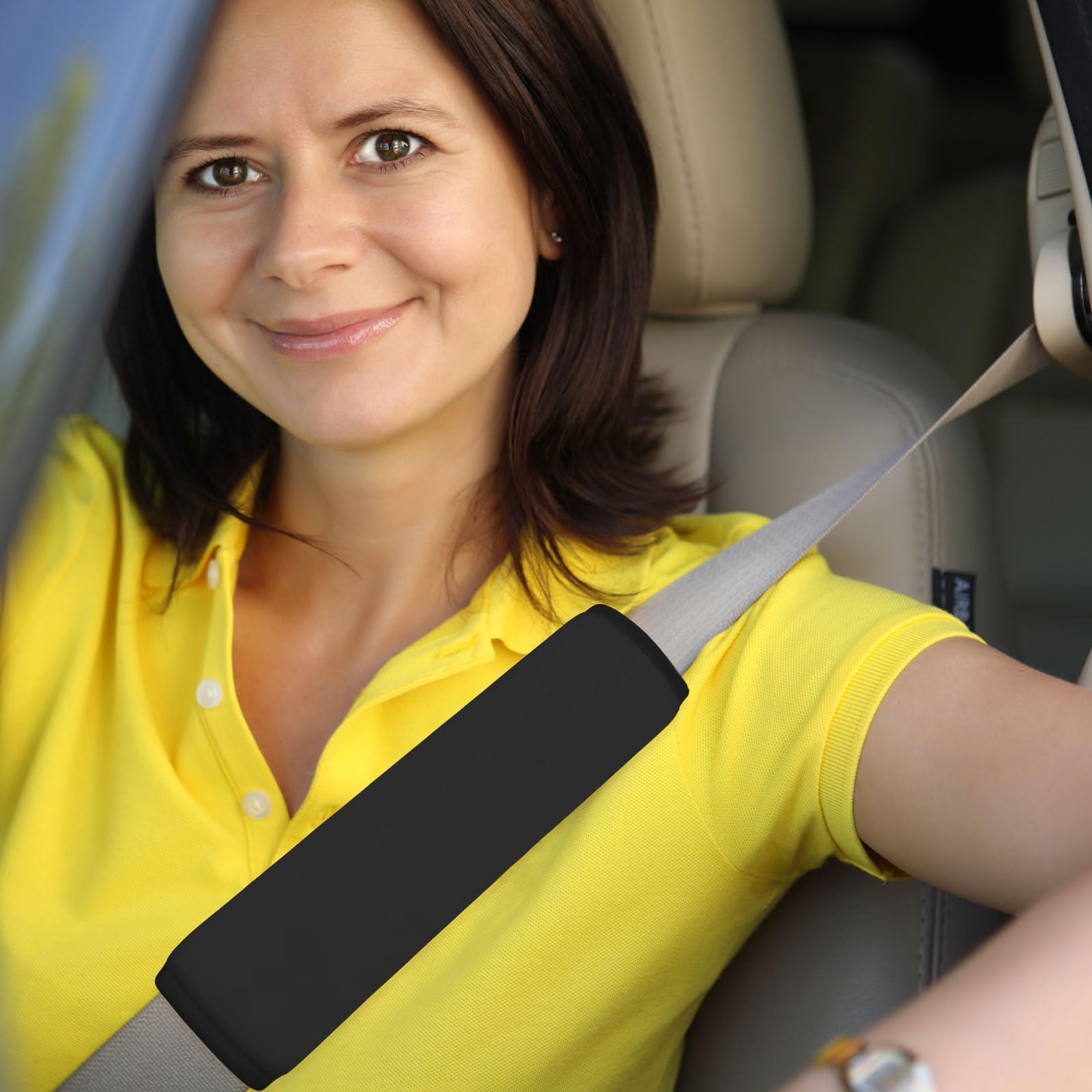 2 imbottiture per cintura, cintura di sicurezza per auto, imbottitura per cintura di sicurezza per auto, cuscino per il sonno morbido e confortevole e protezione per cinture per bambini (nero)