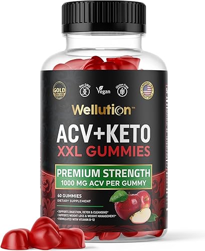 Keto Gummies - Vinagre de sidra de manzana, 1000 mg., formuladas para apoyar un peso saludable, niveles de energía normales y salud intestinal,
