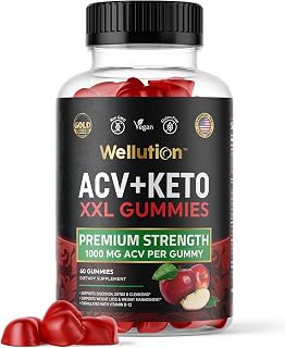 WELLUTION Apple Cider Vinegar Gummies 1000mg – Vegan, Non-GMO – with Beetroot & Pomegranate – Digestive, Energy & Detox Support – 60 Count