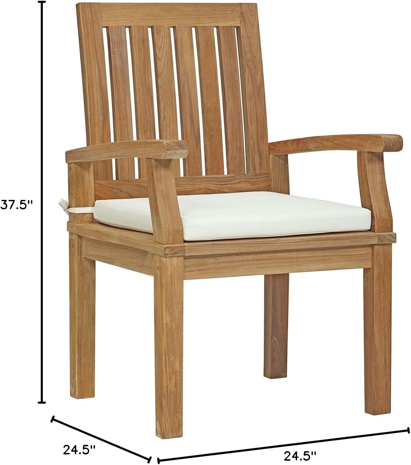 Outdoor Patio Teak Dining Chair in Natural White