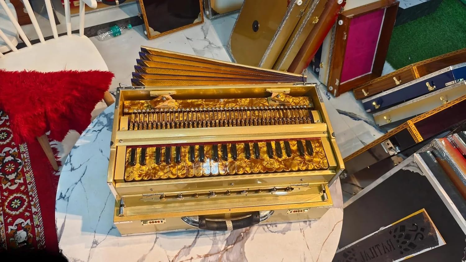 NamasteHimalayas Limited Golden Edition 2- Reed 3.5 Octave Harmonium – Premium Bass Male Model