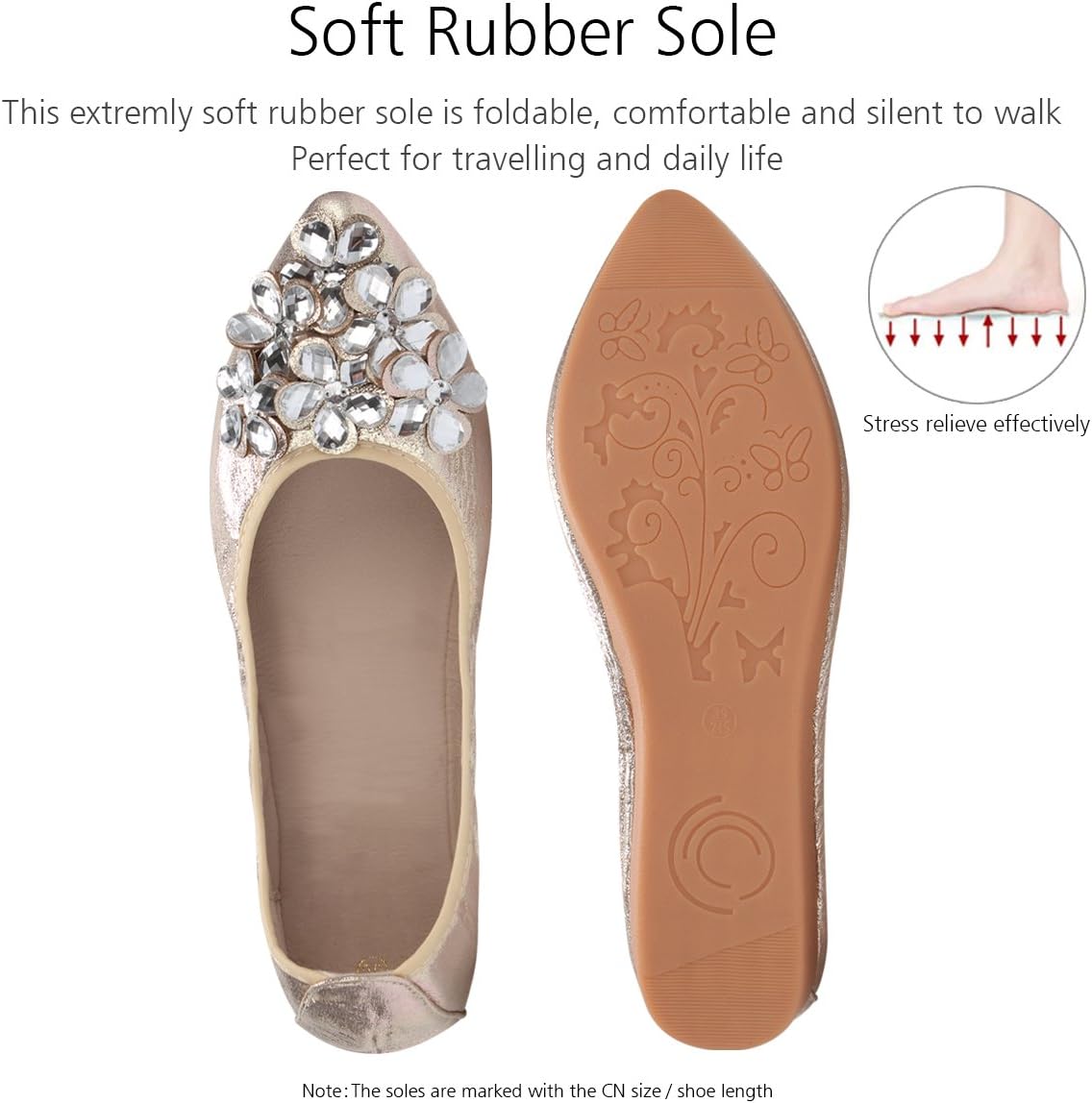 KUNWFNIX Women Ballet Flats Rhinestone Wedding Ballerina Shoes Foldable Sparkly Comfort Slip on Flat Shoes - Image 5