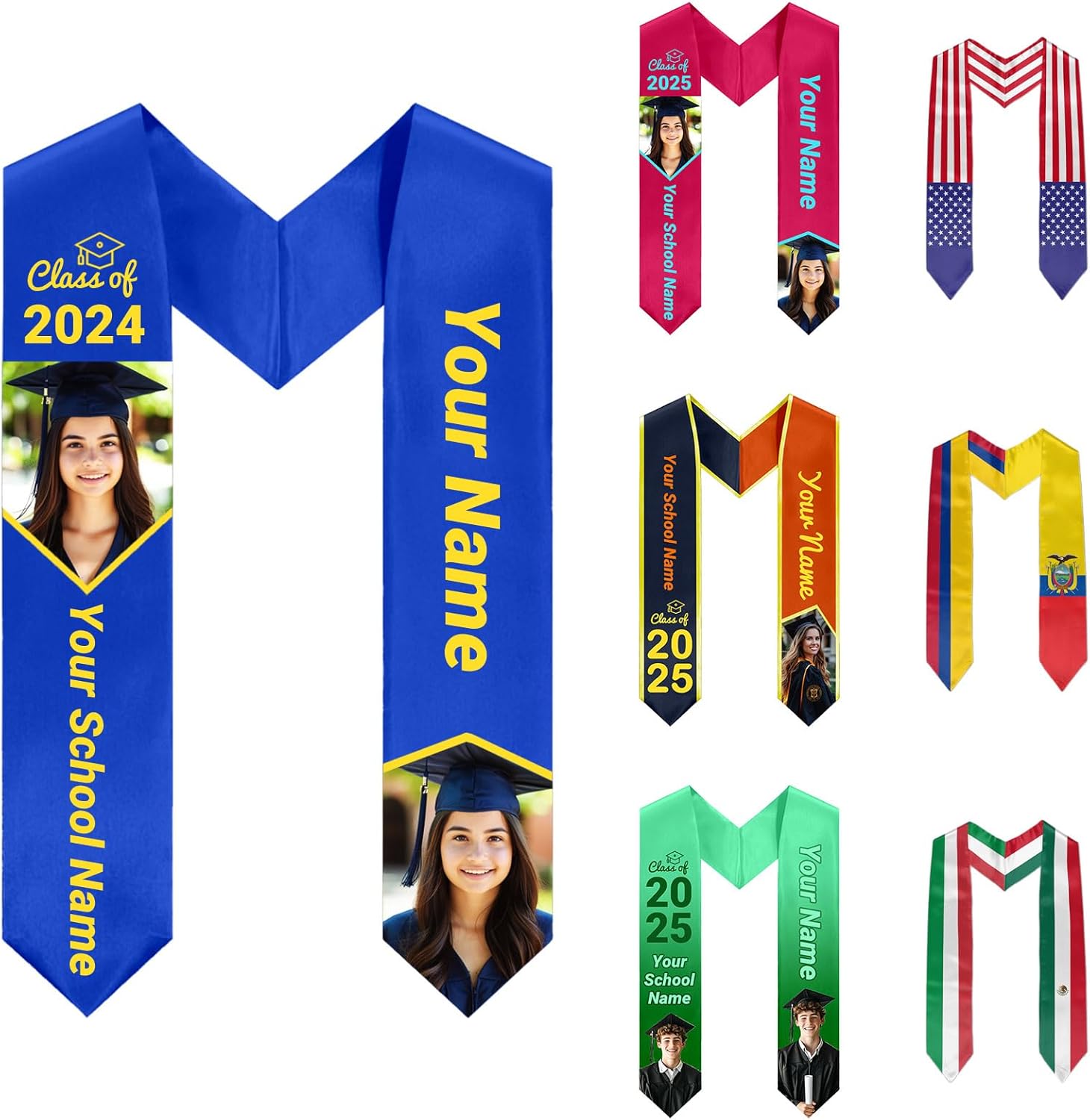 10 Pack White Sublimation Blanks Unisex Plain Graduation Stole, 60” Satin Sash Graduation Honor Stole Scarf US Stock