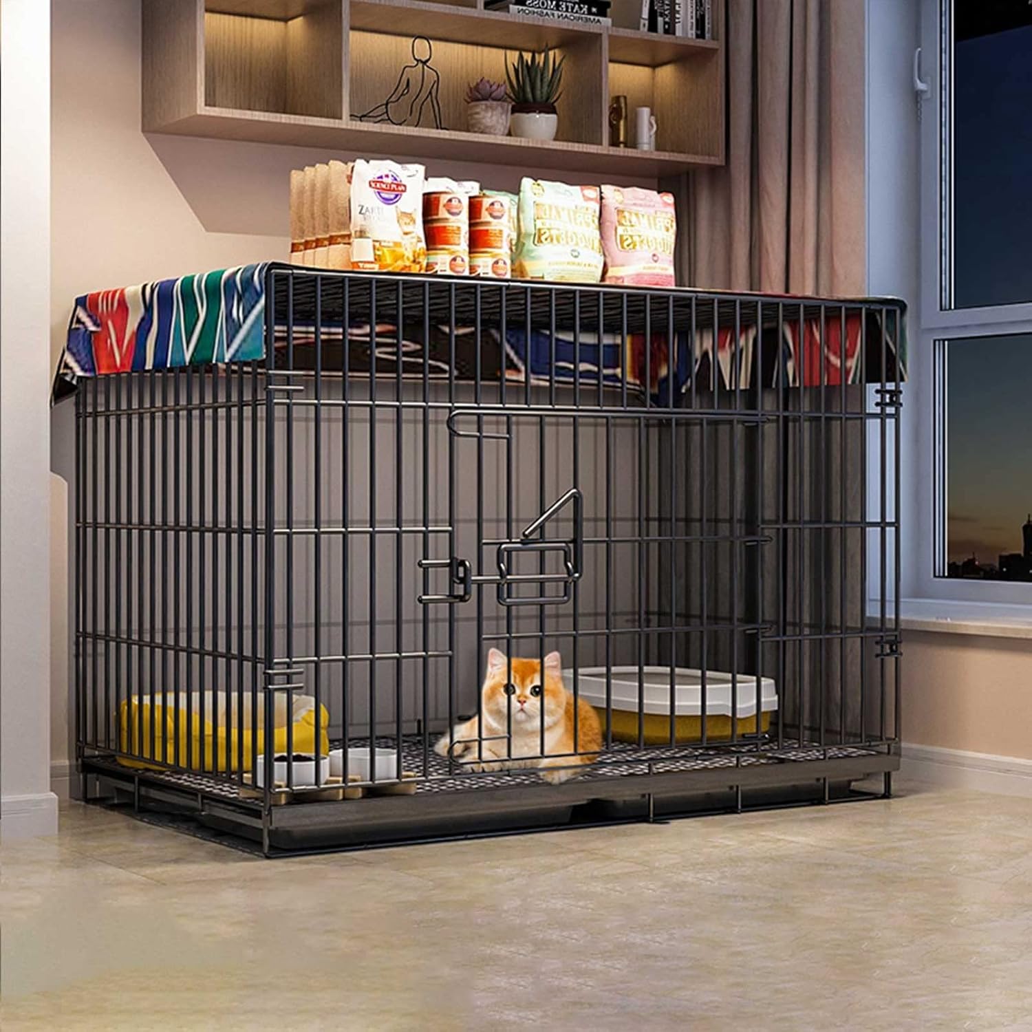 Cat Cage - Cat Cage Outdoor Cat Kennel Cat Crate Cage Playpen Cat Enclosure On Wheels Metal Cat Kitten Cage Small Animals Hutch Oversized Cat Villa - for Small Animal,Pup,100x60x70cm