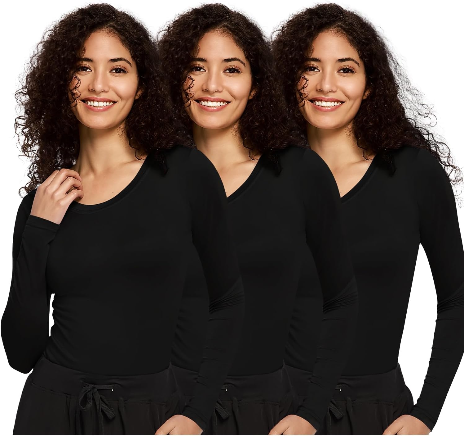 COZYFIT 3 Pack Underscrub Long Sleeve Women - Undershirts for Women Soft Fabric