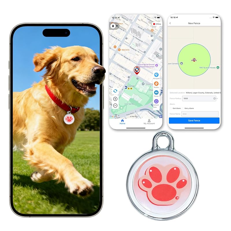 Rastreador GPS para Cães Wnrfg GF18 com Localização em Tempo Real, Histórico e Capa, IPX7, 1 unidade