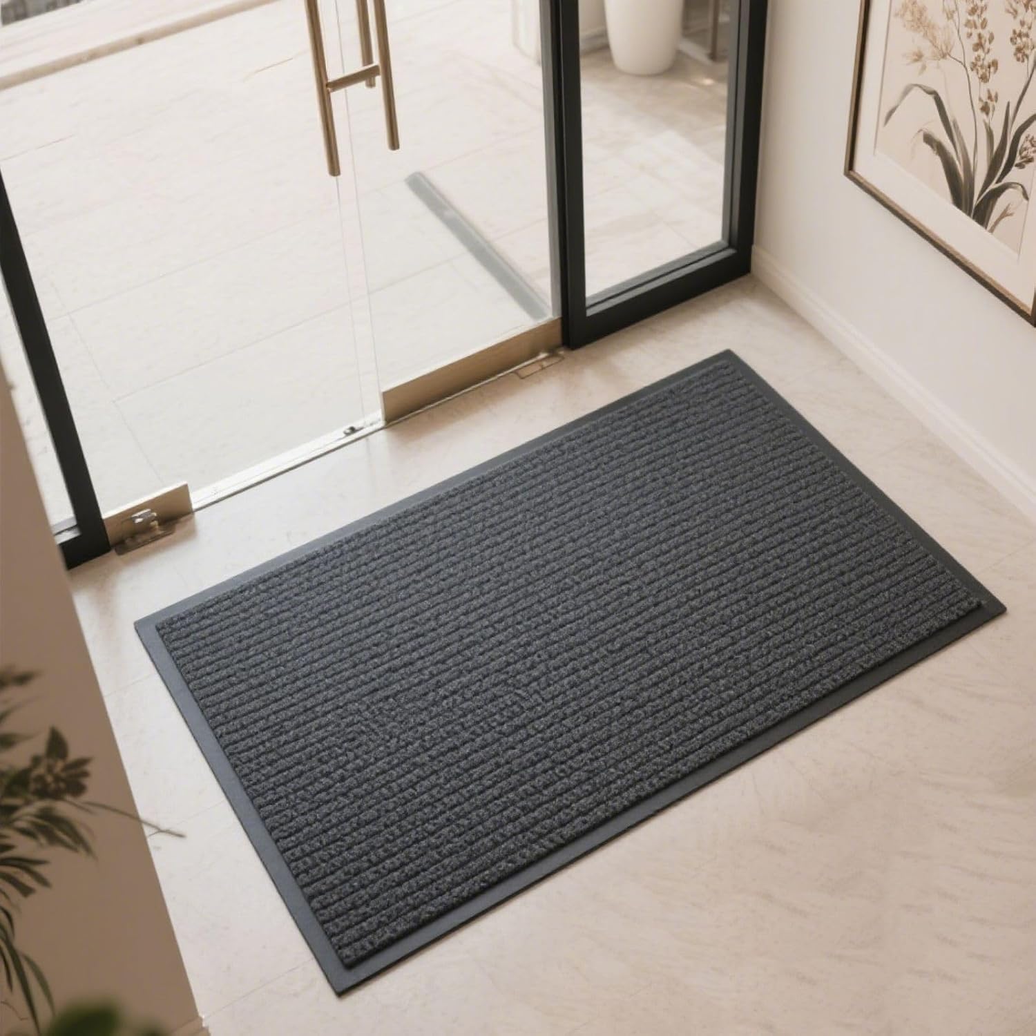 2 Pack 60"x36" Brush Step Entrance Mat - Indoor Outdoor Carpet Doormat with Deep Scraper & Rubber Border, for Dry Indoor/Outdoor Use at Door, Patio, Garage, Kitchen, Laundry Room