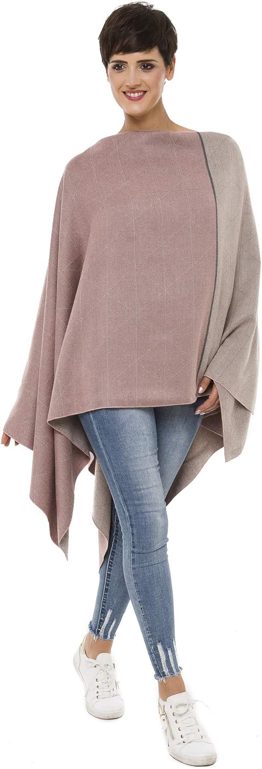 Women's Shawl Wrap Poncho Ruana Cape Cardigan Sweater Open Front for Travel Flight Cruises - Image 3