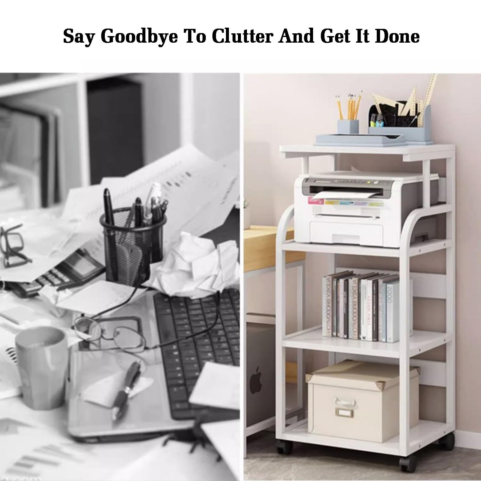 4-stufiger Druckerständer, AV-Medienschrankständer, Medienaufbewahrungsschrank, Mehrzweck-Home-Office-Organizer, Geeignet for Platzieren Verschiedener Maschinen Und Dateien (Color : White)