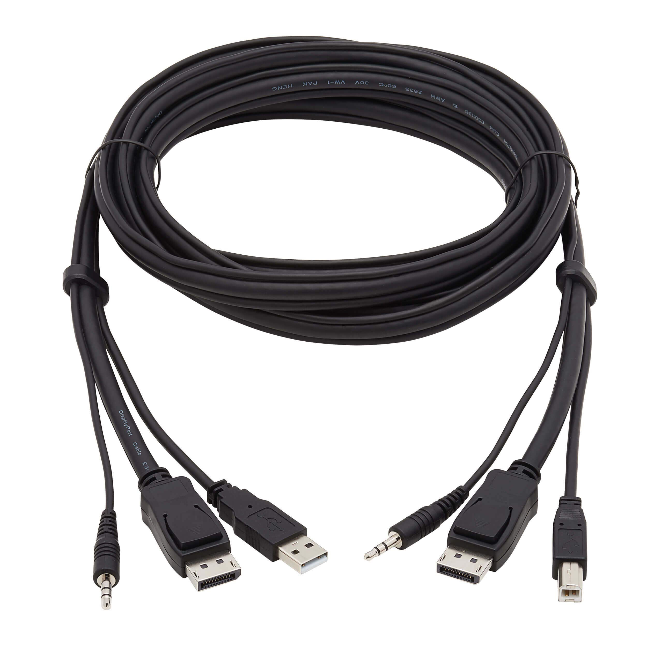 Tripp Lite DisplayPort KVM Cable Kit 3 in 1 4K USB 3.5mm Audio 3xM/10ft (P783-010)