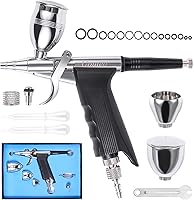 Vista 8 de Pistola de gatillo de aerógrafo Pistola de pulverización de cepillo de aire con agujas de 0.008 in 7CC y 10 CC Copa para pintar