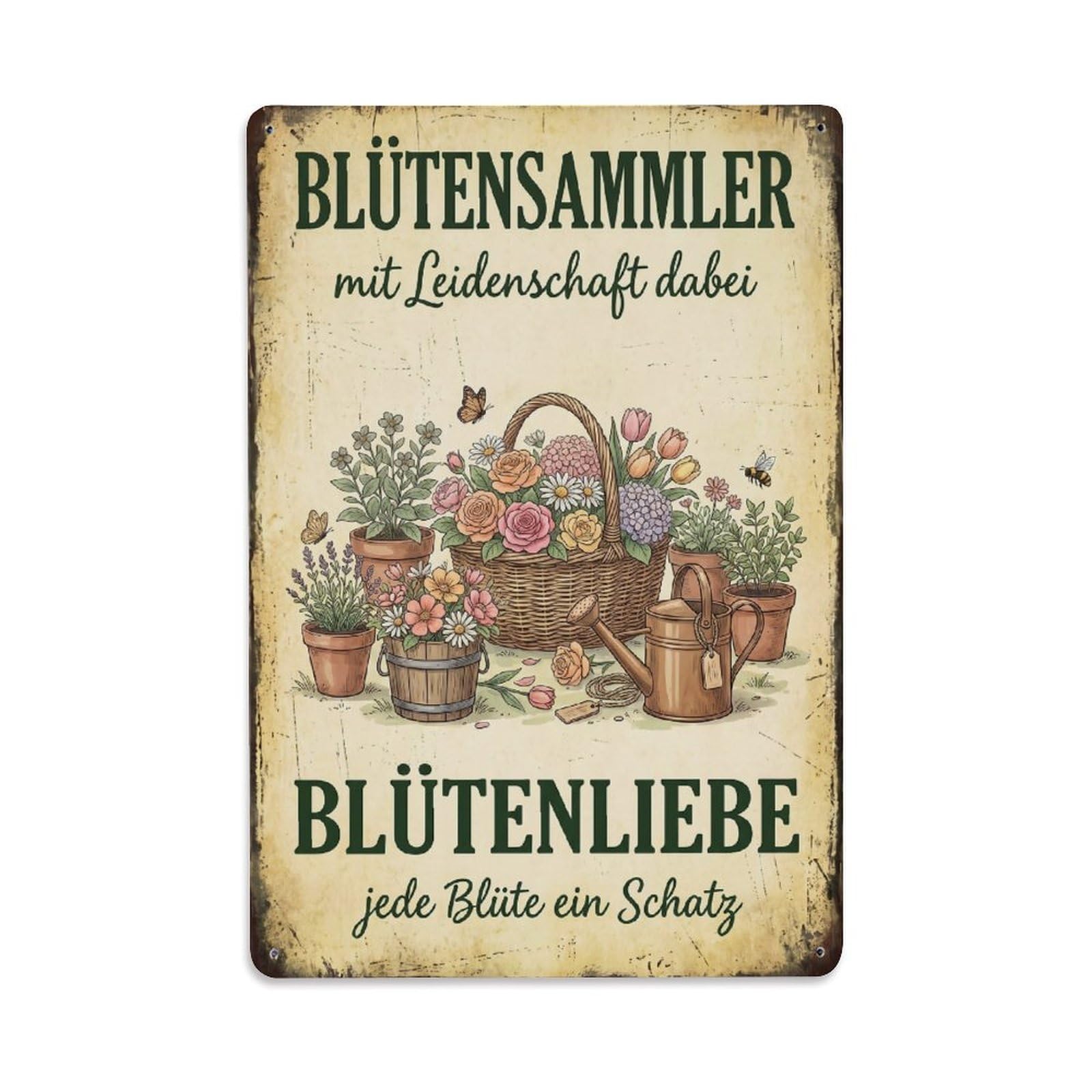 Vintage Funny Garden Petal Pusher Rustic Gate Fragrant Metal Tin Sign Plaque Wall Decor for Cafe, Club Bar, Office, Garden Metal Poster 8x12Inch