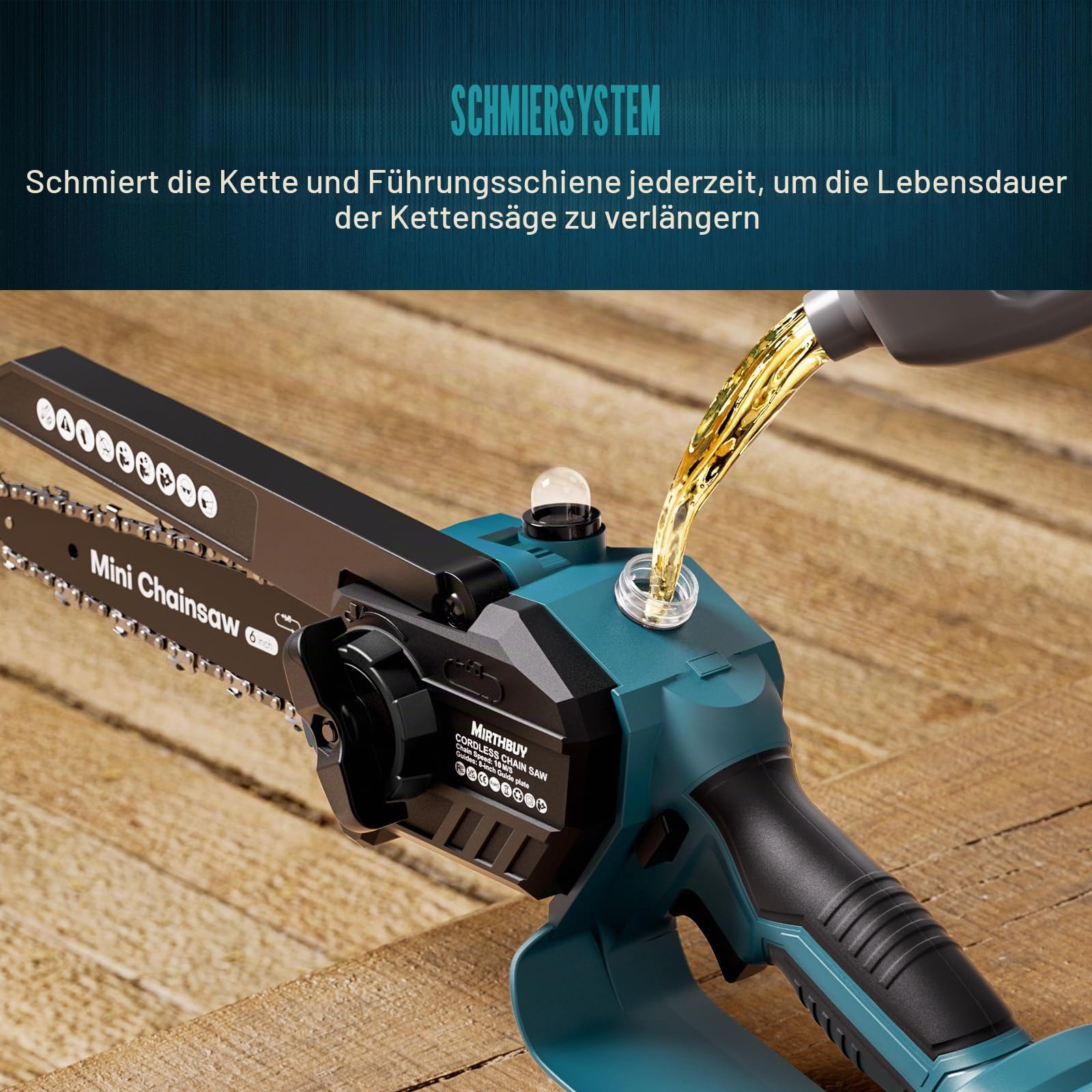 Mini Kettensäge 6&8 Zoll, Bürstenlose Elektro Astsäge Kompatibel mit Makita 18V Akku,Akku Kettensäge mit verbesserter Kettenschmierung,Handkettensäge für Gartenscheren,Holzschneidenz (Ohne Akku)