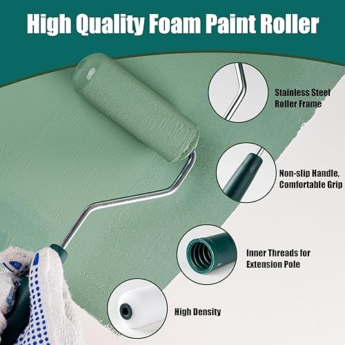 Miniatura 2 de Rodillo de pintura de espuma, paquete de 19 rodillos de pintura pequeños, rodillo de pintura de 4 x 2 pulgadas con cubiertas de rodillos de espuma,