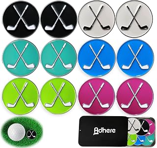 Adhere Golf Ball Markers Unique Designs Logo Enamel A Premium Golf Accessories Assorted Pack of 12