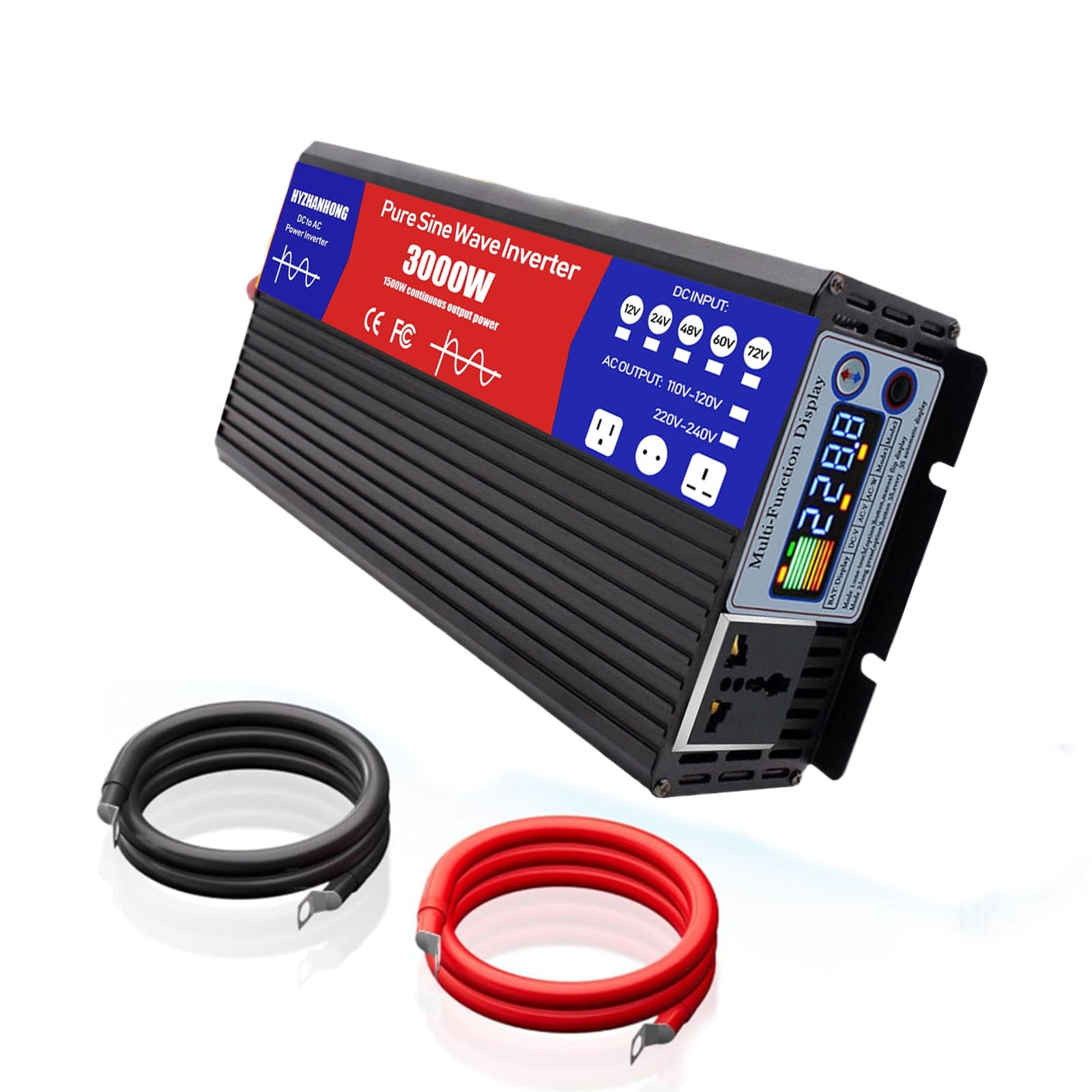 Hyzhanhong 12V To 110V Solar Power Pure Sine Wave Inverter 3000W Peak Multi Dc Input