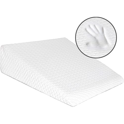 Milliard Bed Wedge Pillow with Memory Foam Top -Helps with Acid Reflux and Gerds, Reduce Neck and Back Pain, Snoring, and Respiratory Problems- Breathable and Washable Cover (7.5 Inch) (White)