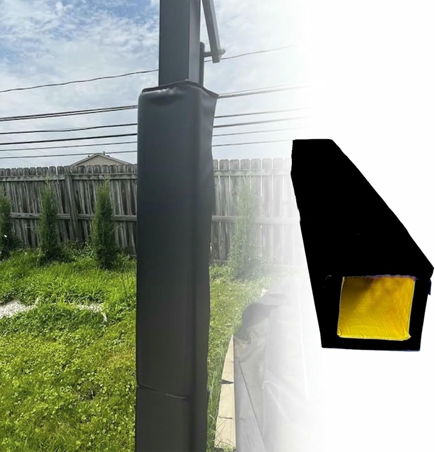 Square Pole Padding Wrap Around, Anti-Collision Column Protective Cushion，Customizable Basketball Hoop Post Pads for Garage Court Gym Playground