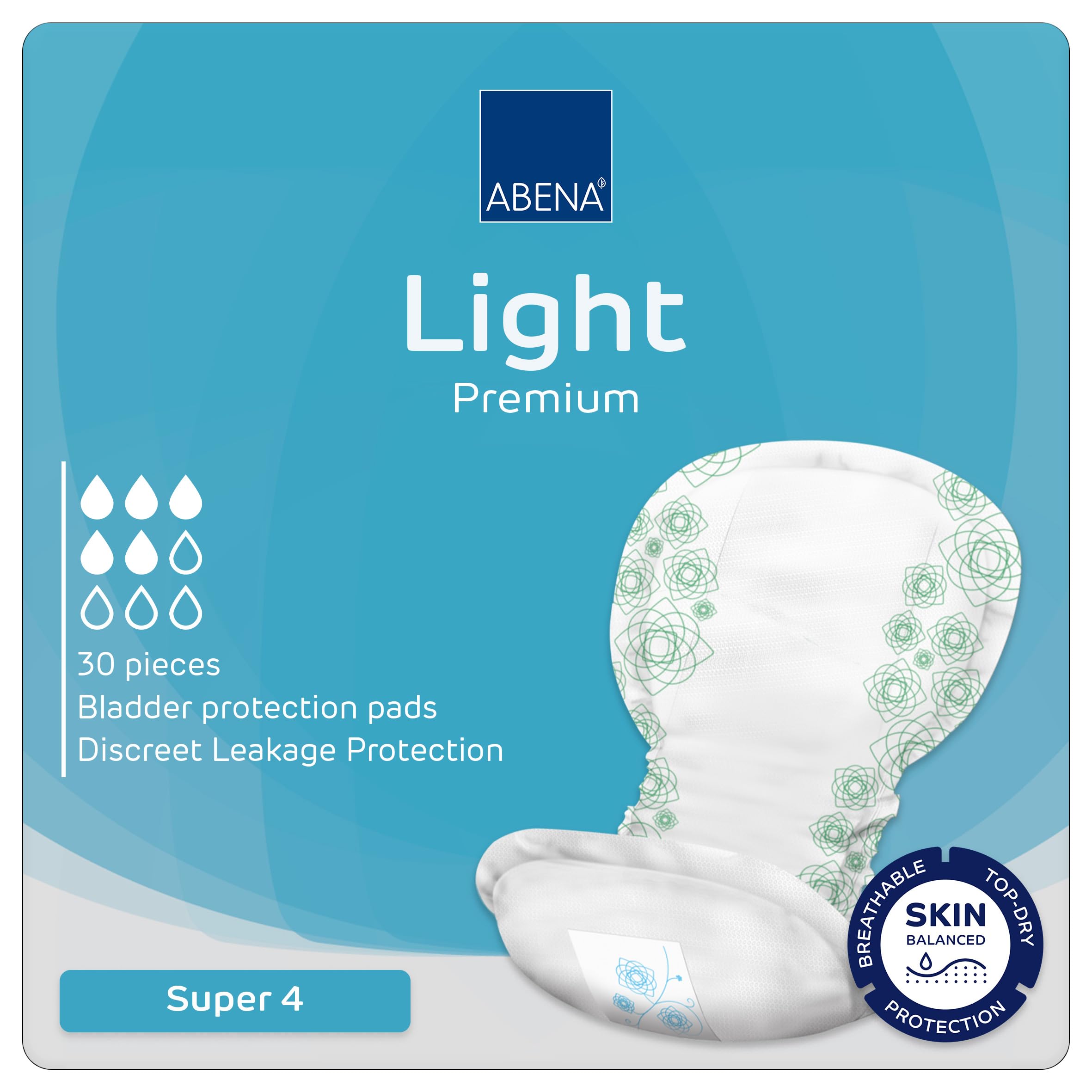 ABENA Light Maxi 4, Pack of 30, 850ml, Overnight Incontinence and Period Protection, Extra Absorbent Sanitary Pads for Heavy Flow, Soft, Breathable & Comfortable Design for Incontinence