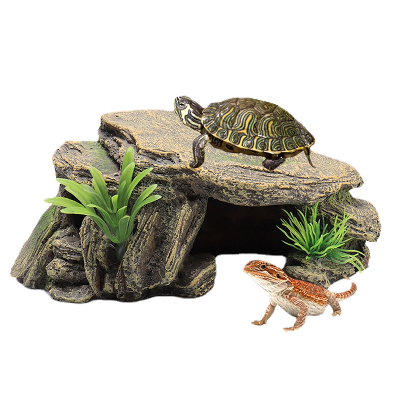Grotta Di Nascondiglio Di Rettili Di Pesci | Tartarughe Basking Piattaforma Rettile Habitat Hiding Cave - Alta Simulazione Rock Cave Per Acquario Gecko Rane Lucertole Tartaruga Pesce