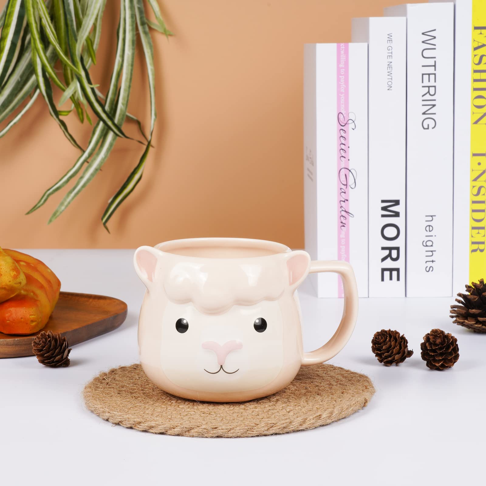 Taza de café de 14 onzas, taza de café de porcelana 3D para mujeres, Navidad, inauguración de la casa, regalos de cumpleaños para mujeres, mamá, niños, profesora y mejor amiga, rosa