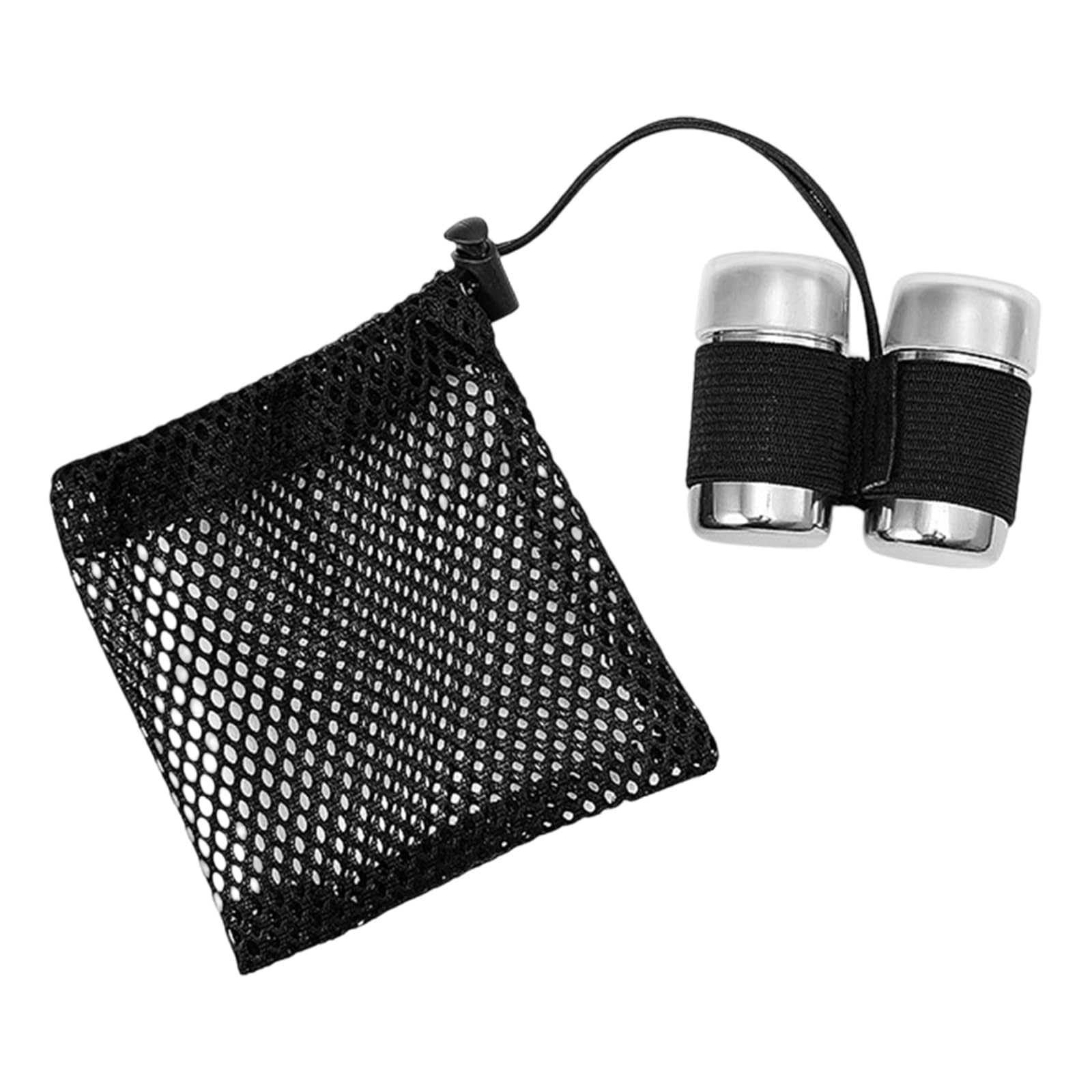 QIHAWN 2Pcs Mini Stainless Steel Travel Salt Pepper Shakers with Mesh Bag