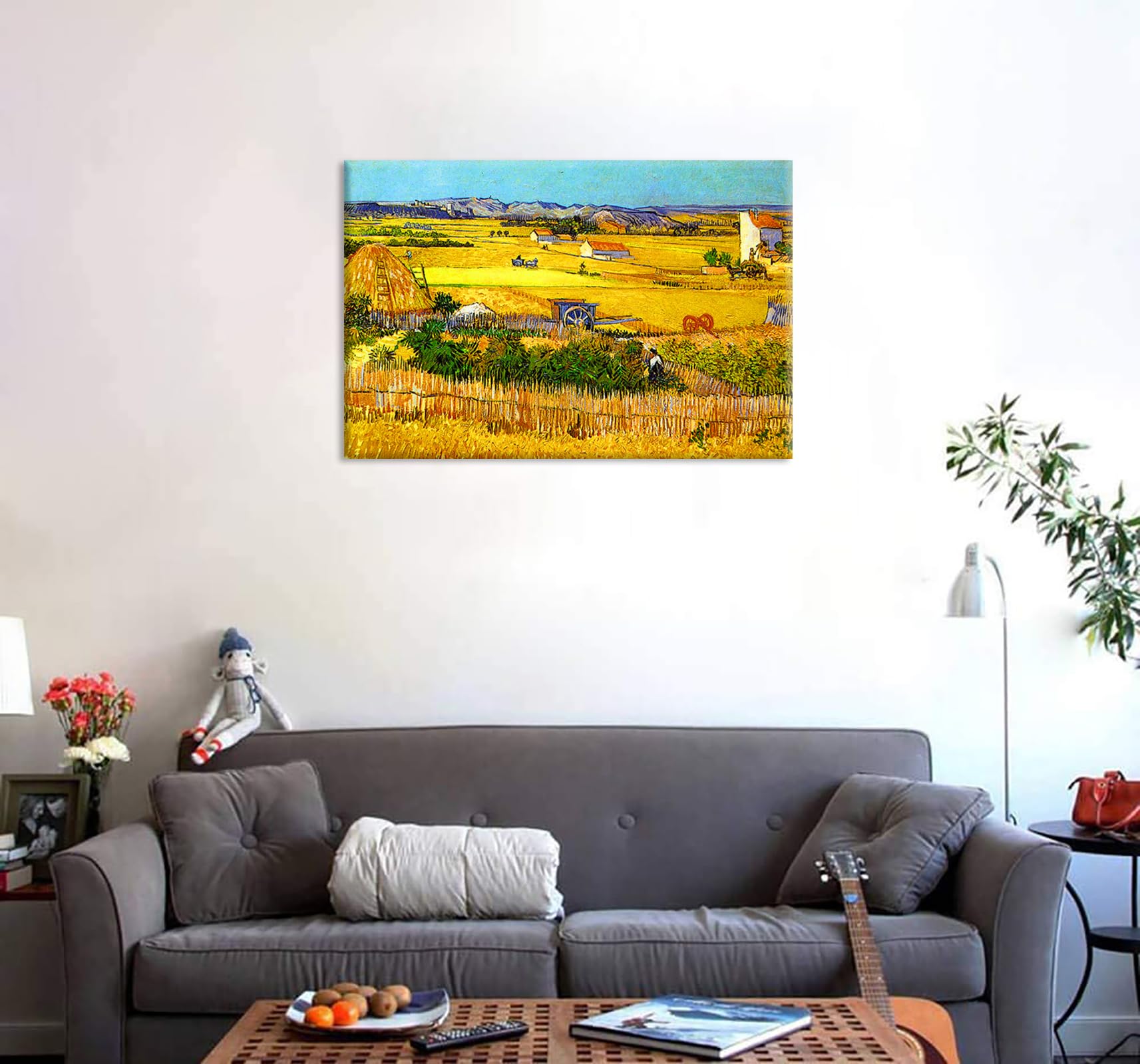 Amazon.co.jp: ゴッホ 【クロー平野の収穫】 レプリカキャンバス