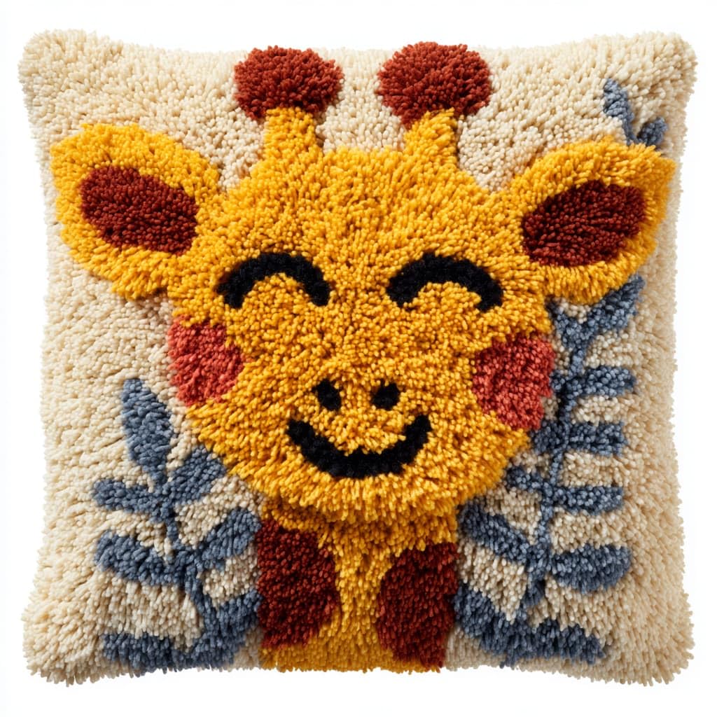 WallustrioaW Latch Hook Cushion Kits for Adults,Animal Giraffe
