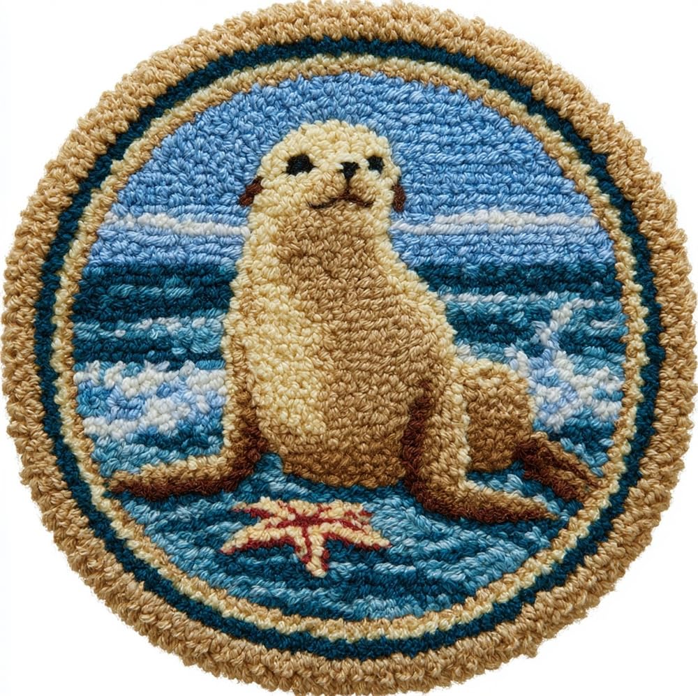kitphoenix Latch Hook Rug Kit Smiling Sea Lion